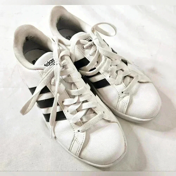 Adidas Ortholite Float  Cloudfoam Classic White Sneaker Black Stripe sz 7… - Picture 2 of 9